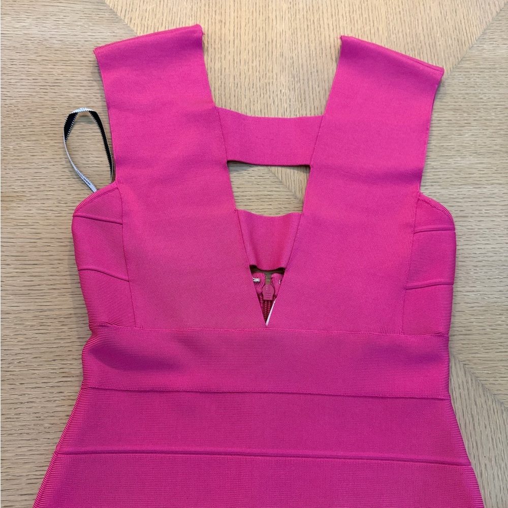 Herve Leger Hot Pink Backless Bandage Dress - Picture 6 of 10